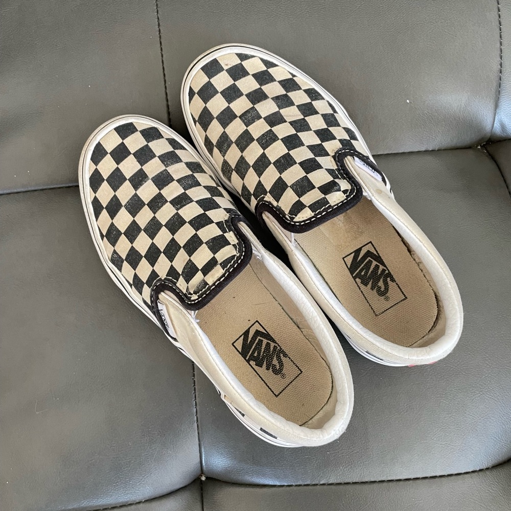 Vans kids checkered slide ons size 1